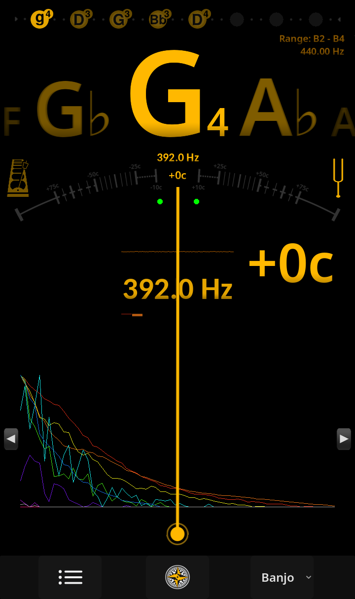 Ultimate Tuner Pro - Banjo Tuning Screen