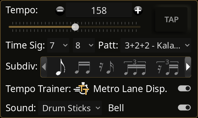 Ultimate Tuner Pro - Metronome Panel