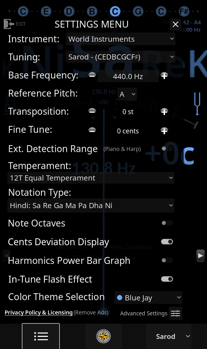 Ultimate Tuner Pro - Settings Menu